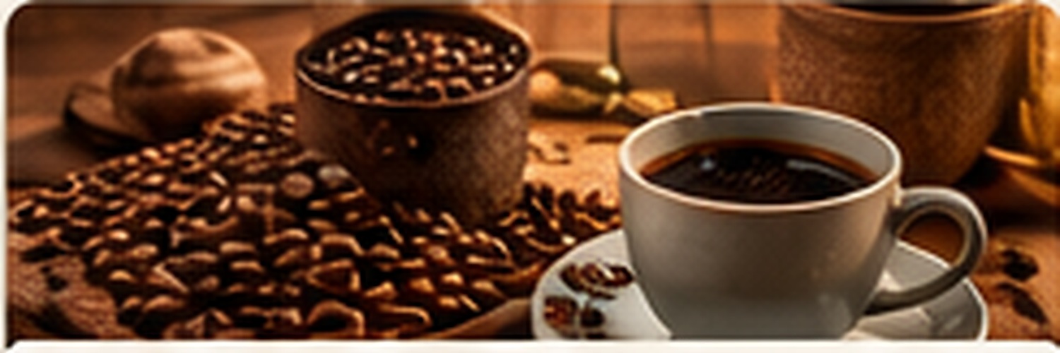 Xícara de café e grãos torrados