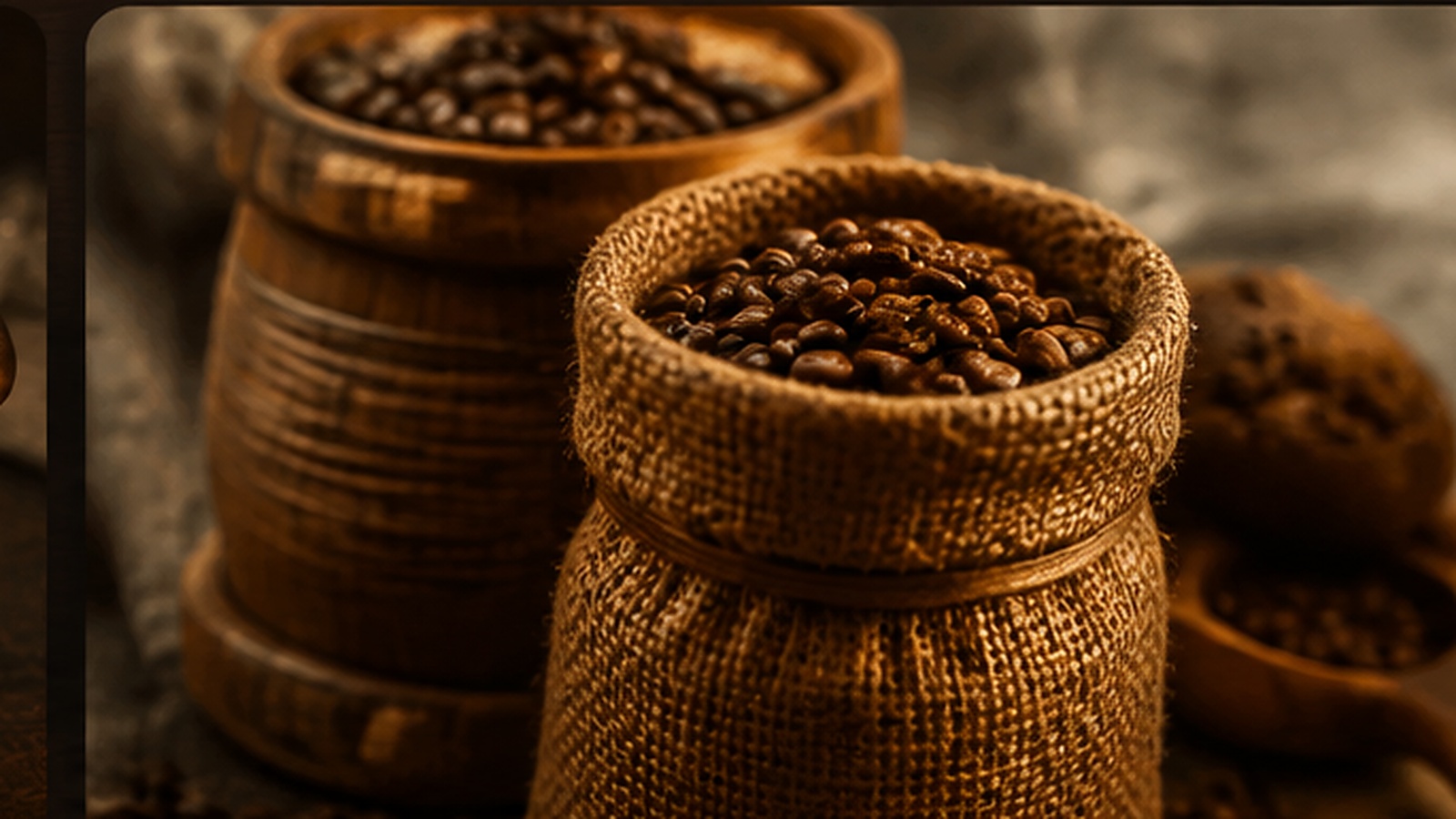 Sacos de grãos de café torrados